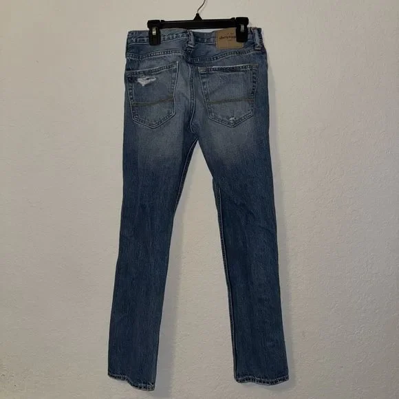 Abercrombie & Fitch Jeans Girls 16 Blue Denim 100% Cotton Slim-Fit Distressed - Picture 3 of 7